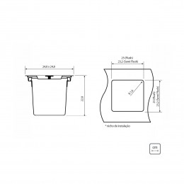 Lixeira de Embutir Tramontina Clean Square em Aço Inox com Balde Plástico 5 L